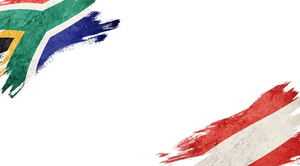 Bandeiras da África do Sul e Áustria em fundo branco — Fotografia de Stock